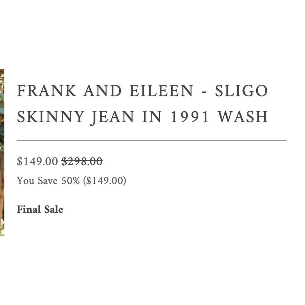 Frank & Eileen Women's Sligo Skinny Jeans Raw Hem Size 27 Made in USA - Picture 7 of 7